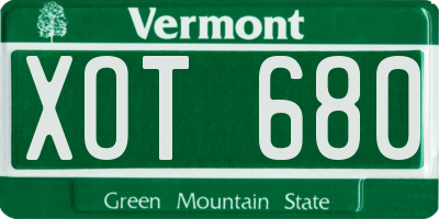 VT license plate XOT680