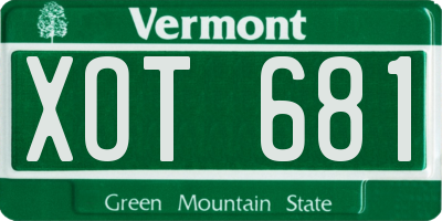 VT license plate XOT681