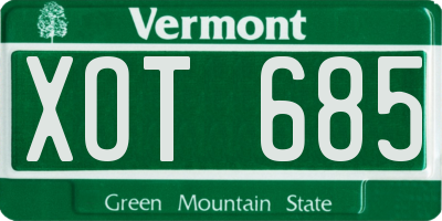 VT license plate XOT685