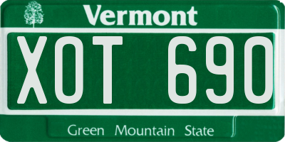 VT license plate XOT690