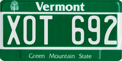 VT license plate XOT692