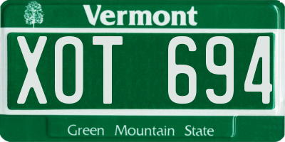 VT license plate XOT694