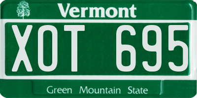 VT license plate XOT695