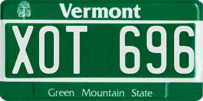 VT license plate XOT696
