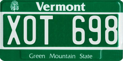VT license plate XOT698