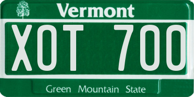 VT license plate XOT700
