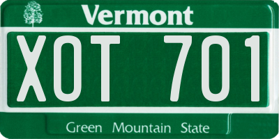 VT license plate XOT701