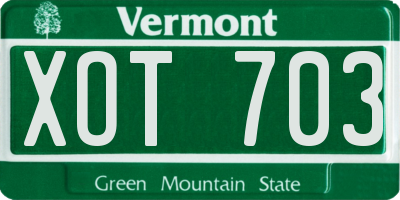 VT license plate XOT703