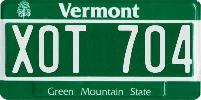 VT license plate XOT704