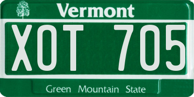 VT license plate XOT705