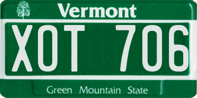 VT license plate XOT706