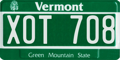VT license plate XOT708