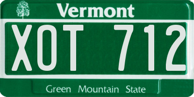 VT license plate XOT712