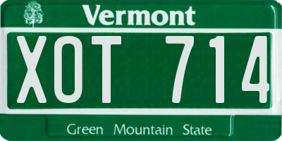 VT license plate XOT714