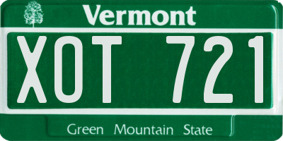 VT license plate XOT721