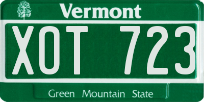 VT license plate XOT723