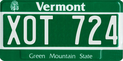VT license plate XOT724
