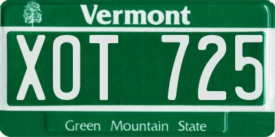 VT license plate XOT725