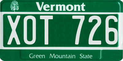VT license plate XOT726