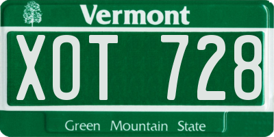 VT license plate XOT728