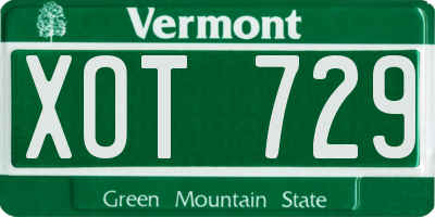 VT license plate XOT729