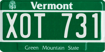 VT license plate XOT731