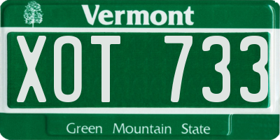 VT license plate XOT733