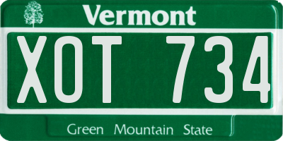 VT license plate XOT734
