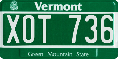 VT license plate XOT736
