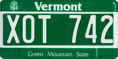 VT license plate XOT742