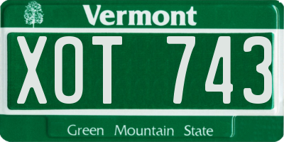 VT license plate XOT743
