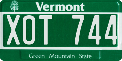 VT license plate XOT744