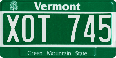 VT license plate XOT745