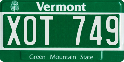 VT license plate XOT749