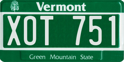 VT license plate XOT751