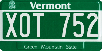 VT license plate XOT752