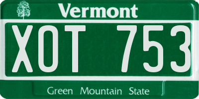 VT license plate XOT753