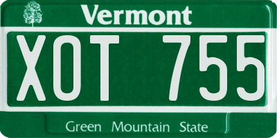 VT license plate XOT755
