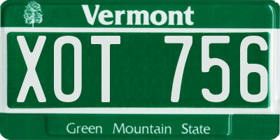 VT license plate XOT756