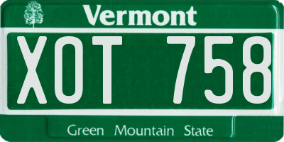 VT license plate XOT758