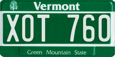 VT license plate XOT760
