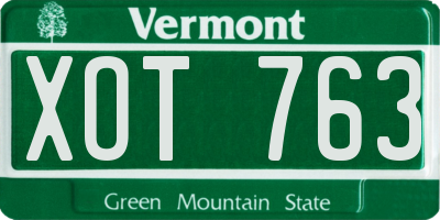 VT license plate XOT763