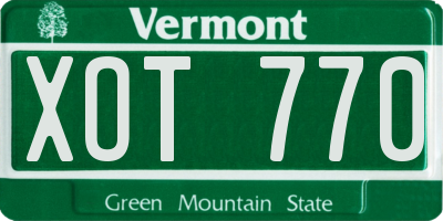 VT license plate XOT770