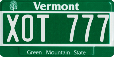 VT license plate XOT777