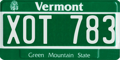 VT license plate XOT783