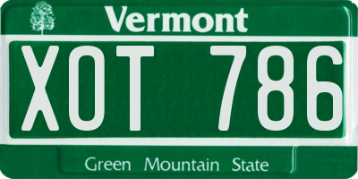 VT license plate XOT786