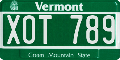 VT license plate XOT789