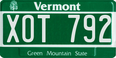 VT license plate XOT792