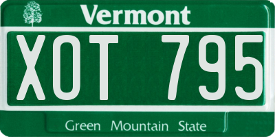 VT license plate XOT795