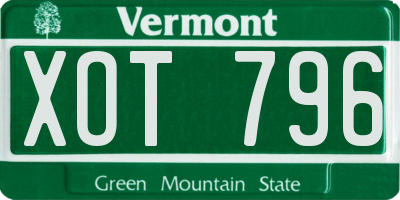 VT license plate XOT796